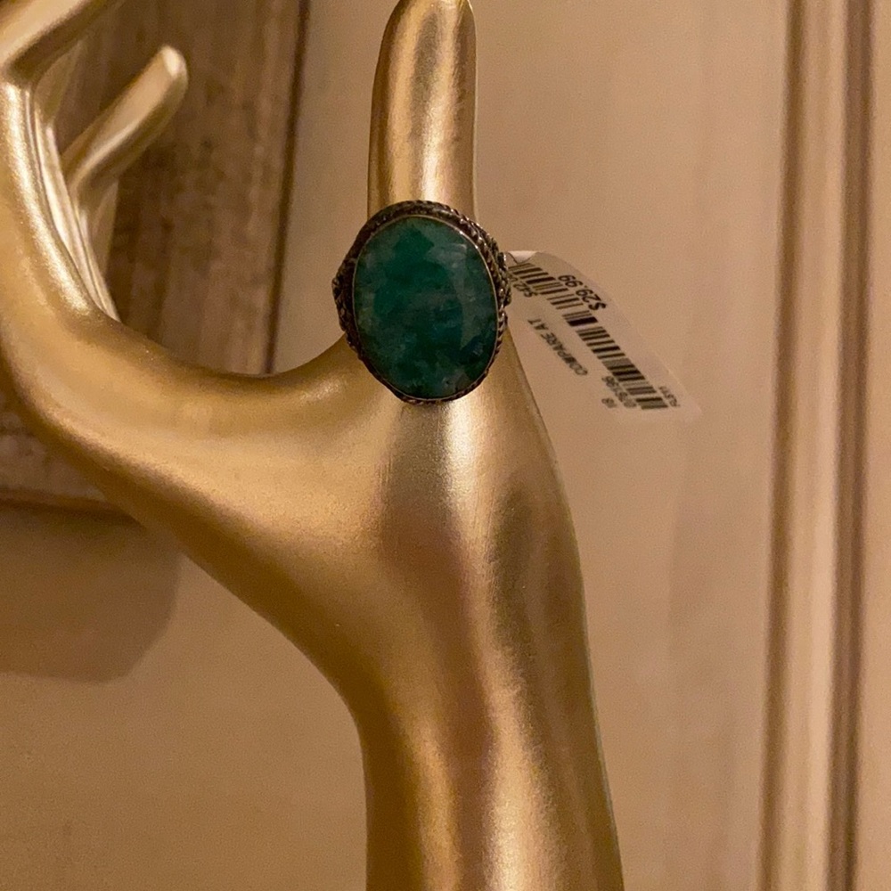 Green quartz sterling silver ring
